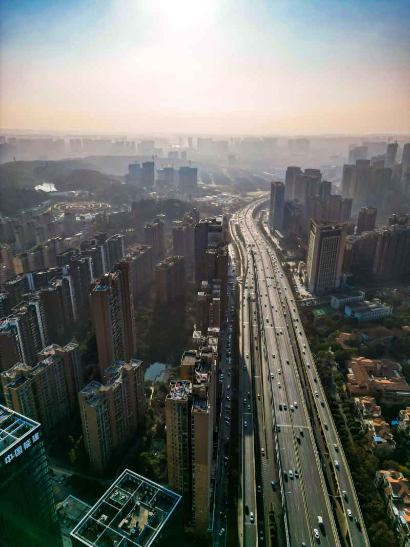 湖南长沙城市高架桥交通航拍摄影图