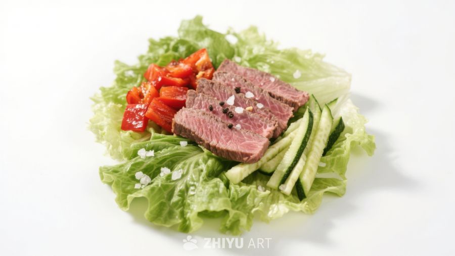 生菜上的烤牛肉沙拉