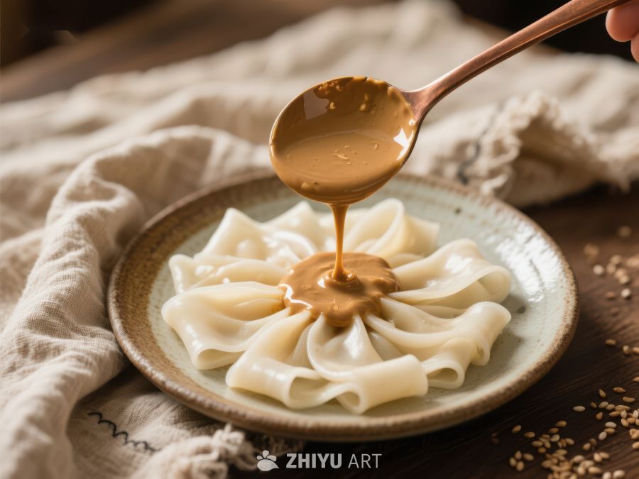 芝麻酱浇灌的手工面条 1793
