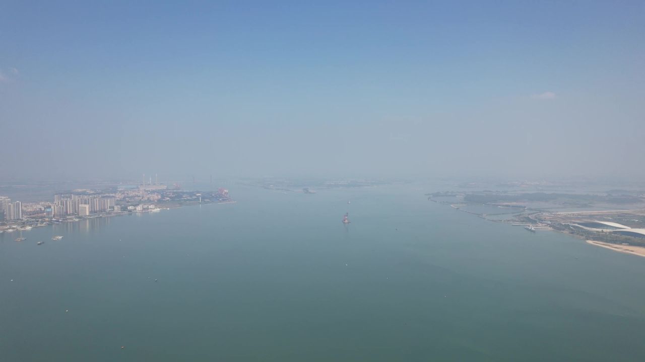 广东湛江城市风光湛江广州湾航拍 