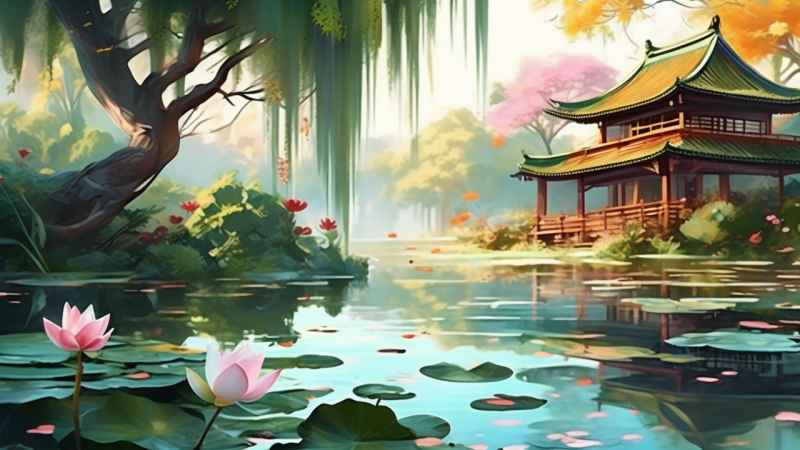 国风水墨山水画简约风格插画 40