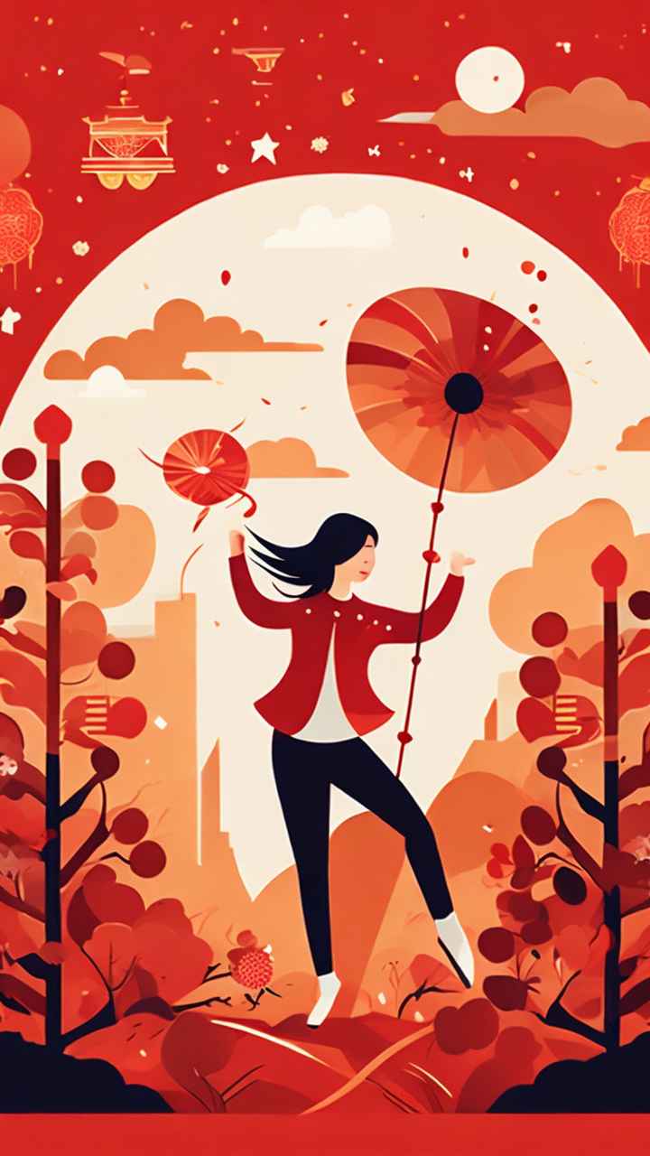 过年春节扭秧歌简约背景图 15