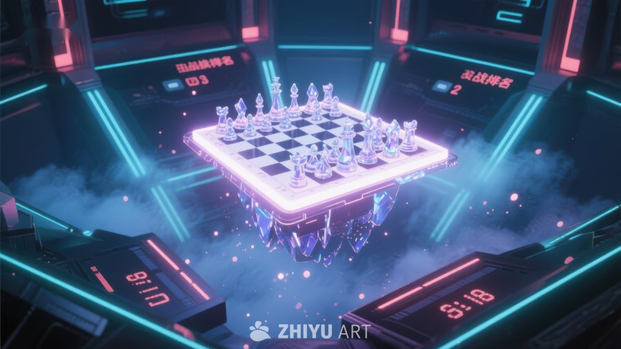 未来科技风格的悬浮国际象棋对弈 651