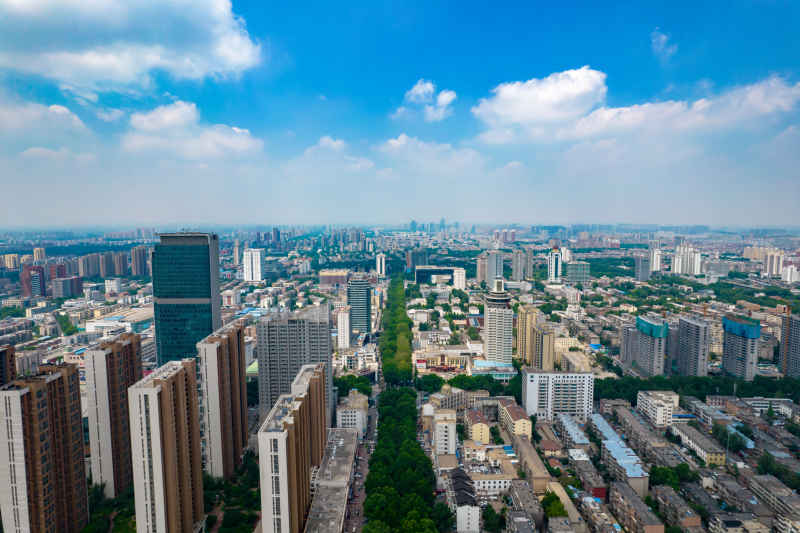 山东淄博城市风光天际线航拍摄影图