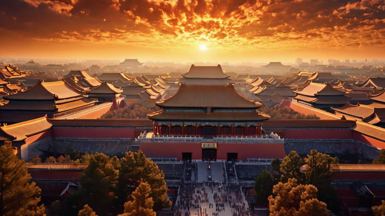 北京故宫博物院紫禁城皇城日出日落延时云海 46