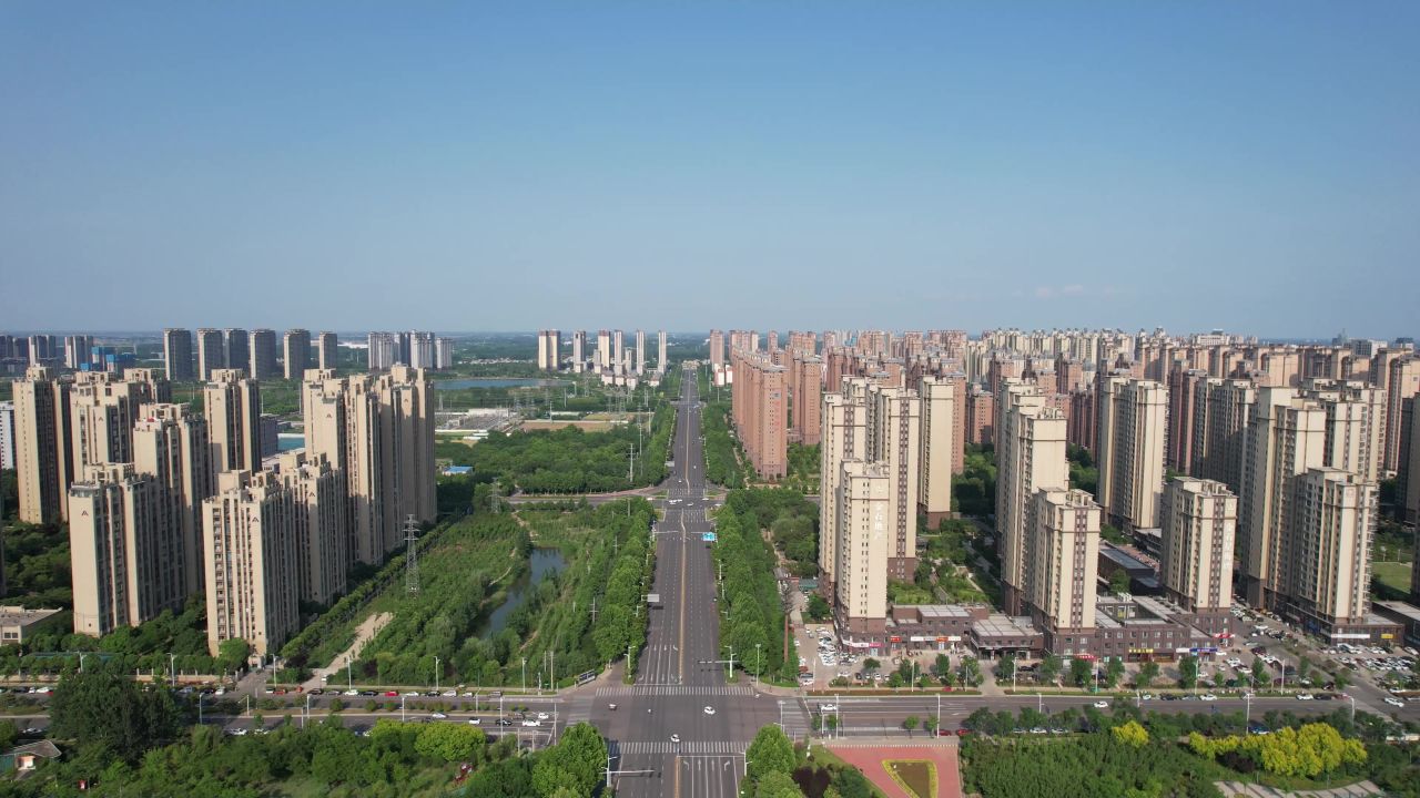  航拍河南许昌中央公园