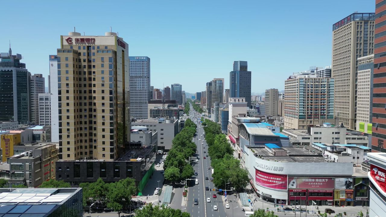 航拍河北石家庄城市建设