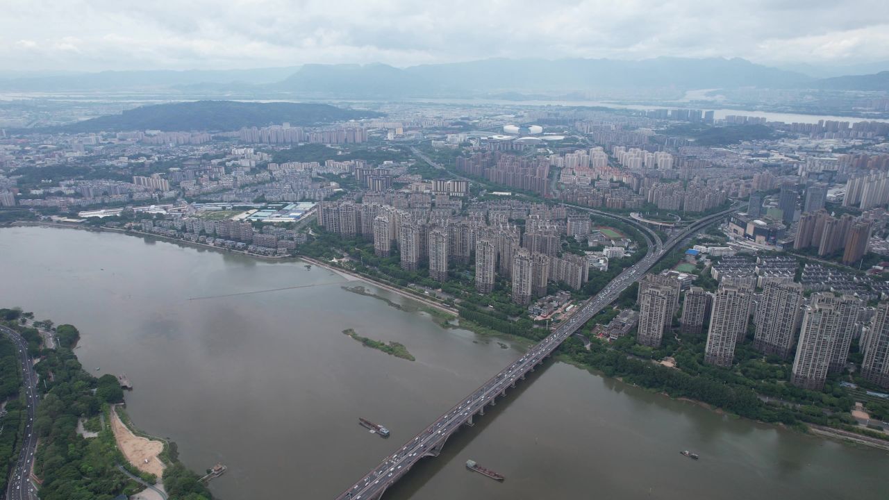  福建福州闽江尤溪大桥交通航拍