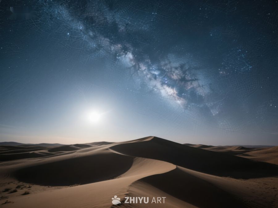 沙漠夜景：银河与明月 93