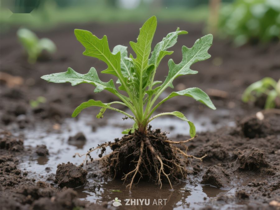幼苗扎根湿润土壤 680