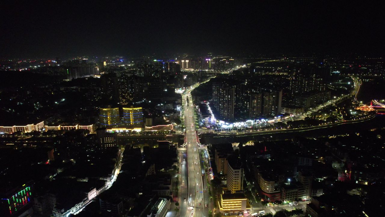 城市夜景灯光万家灯火夜景航拍