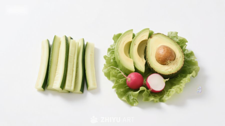 切片黄瓜与牛油果沙拉食材