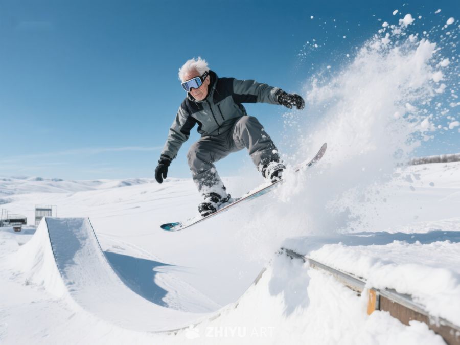 雪地滑板高手飞跃坡道 831