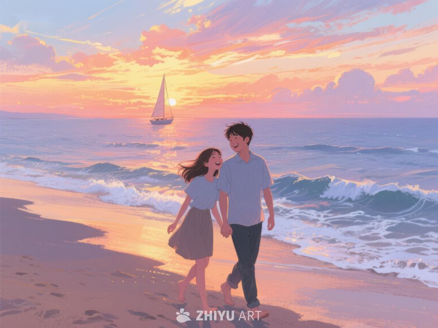 海滩漫步的浪漫时刻 287