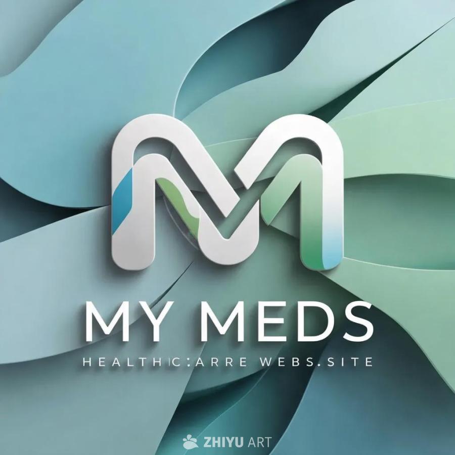 一个医疗健康网站“MY MEDS”的标志，由相互交