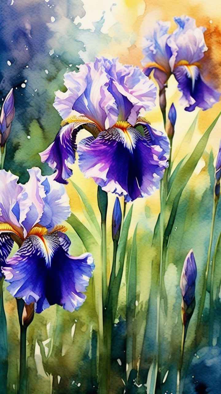 花园里的很多株紫色驾尾花插画 15