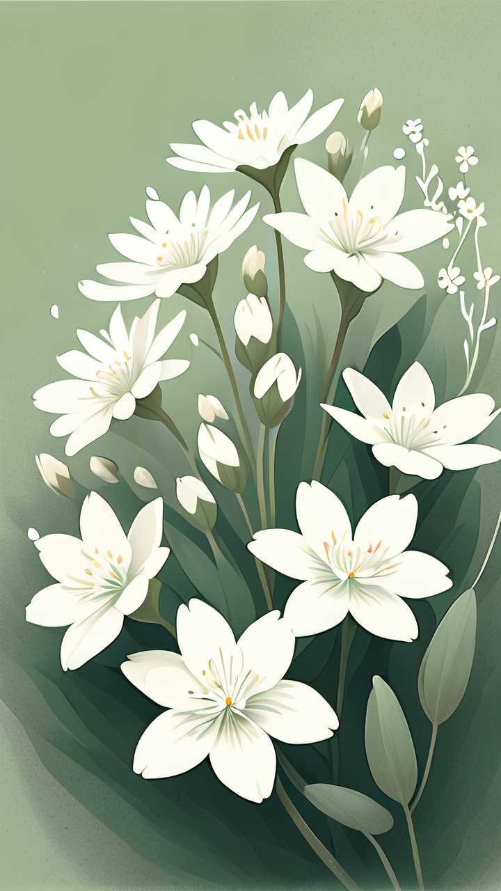 小白花淡绿色
