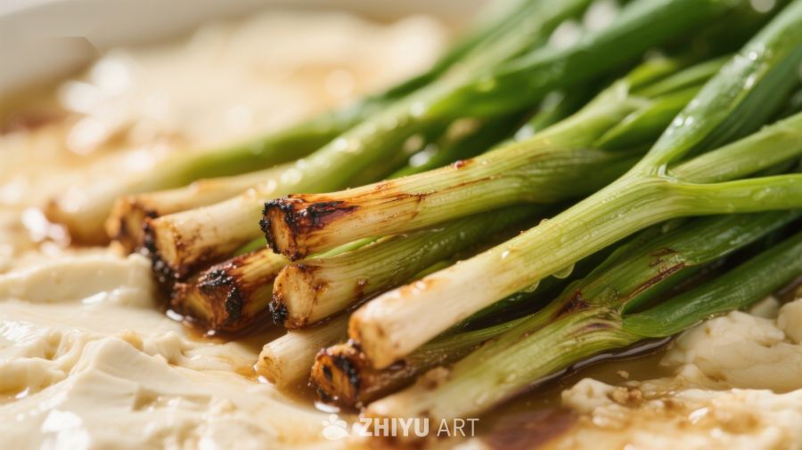 煎烤青葱配豆腐