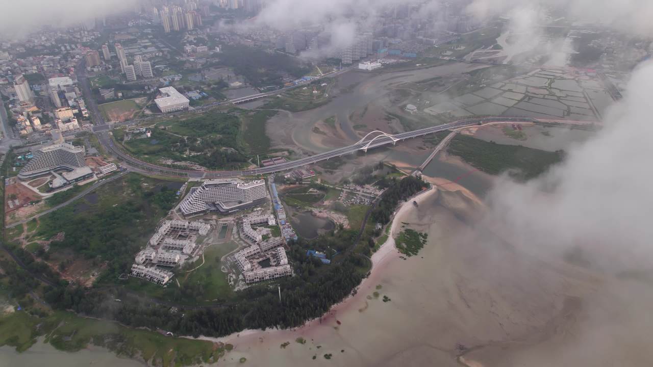 俯瞰北海银滩航拍画面