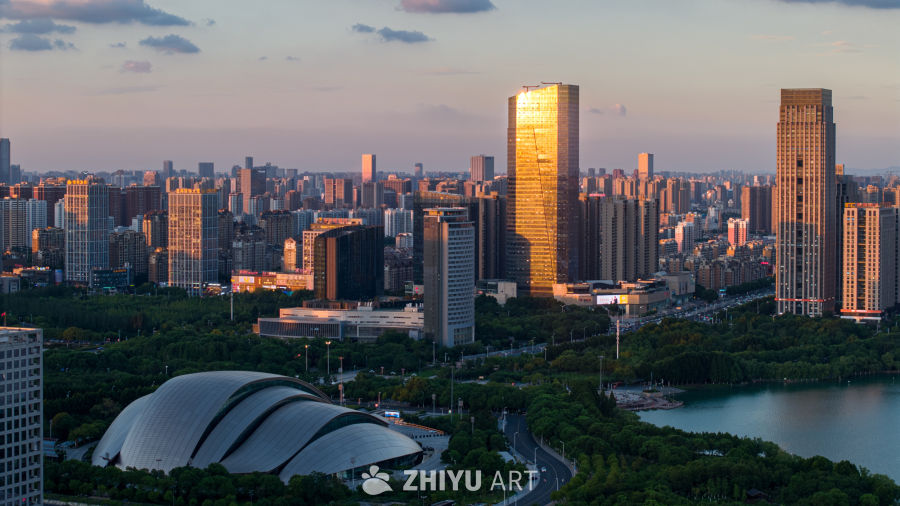 落日下的合肥天际线