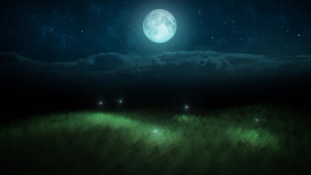 唯美大海上升月亮白月光蓝色夜空圆月明月大屏幕舞台LED视频  145