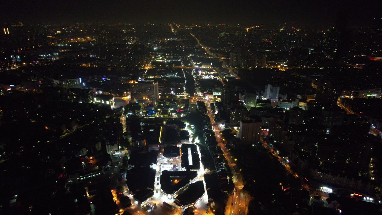 江苏无锡城市夜景灯光航拍
