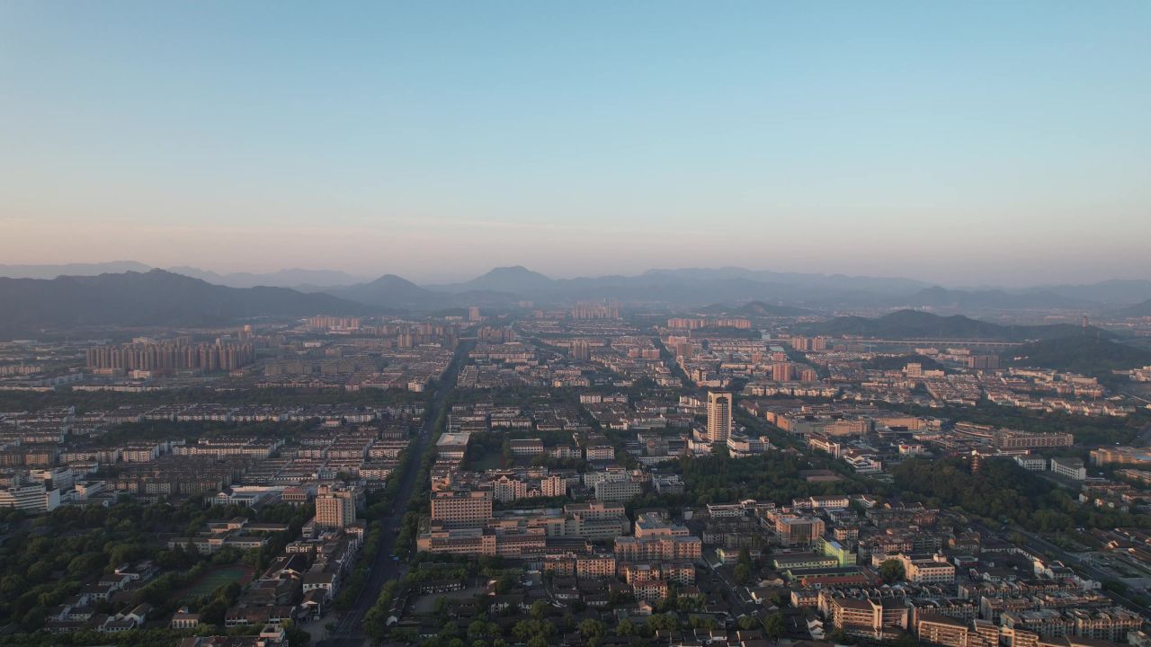 浙江绍兴城市建设城市风光航拍