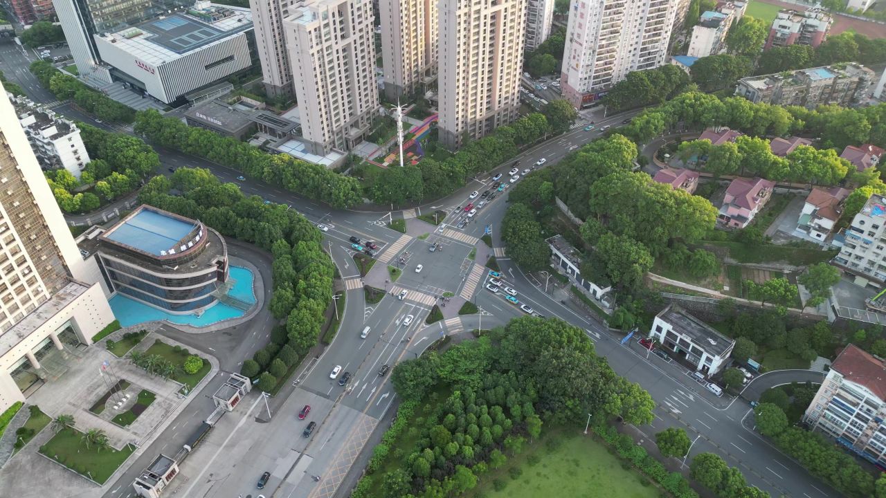 湖北宜昌城市风光航拍 