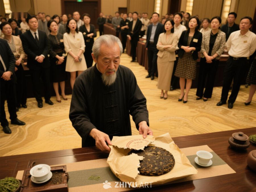 茶艺大师展示传统茶饼 12