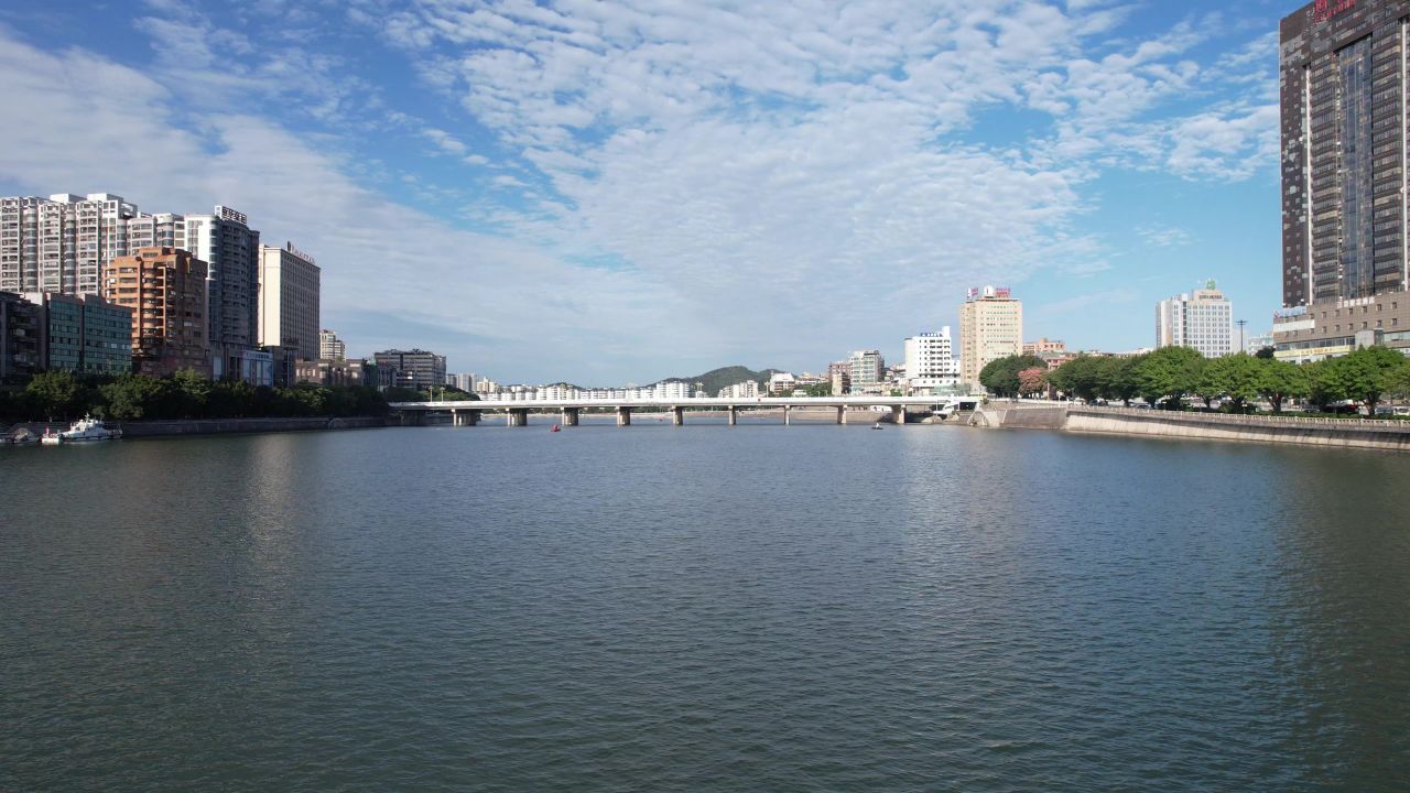 广东韶关北江浈江城市风光航拍  