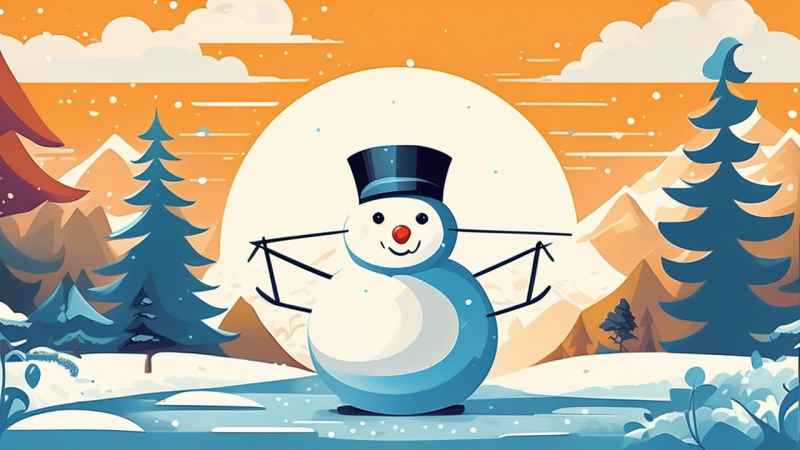 冬季雪景插画雪人 1