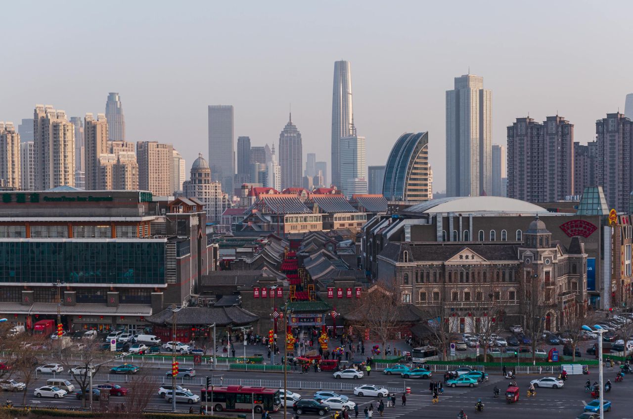 天津古文化街，市中心延时