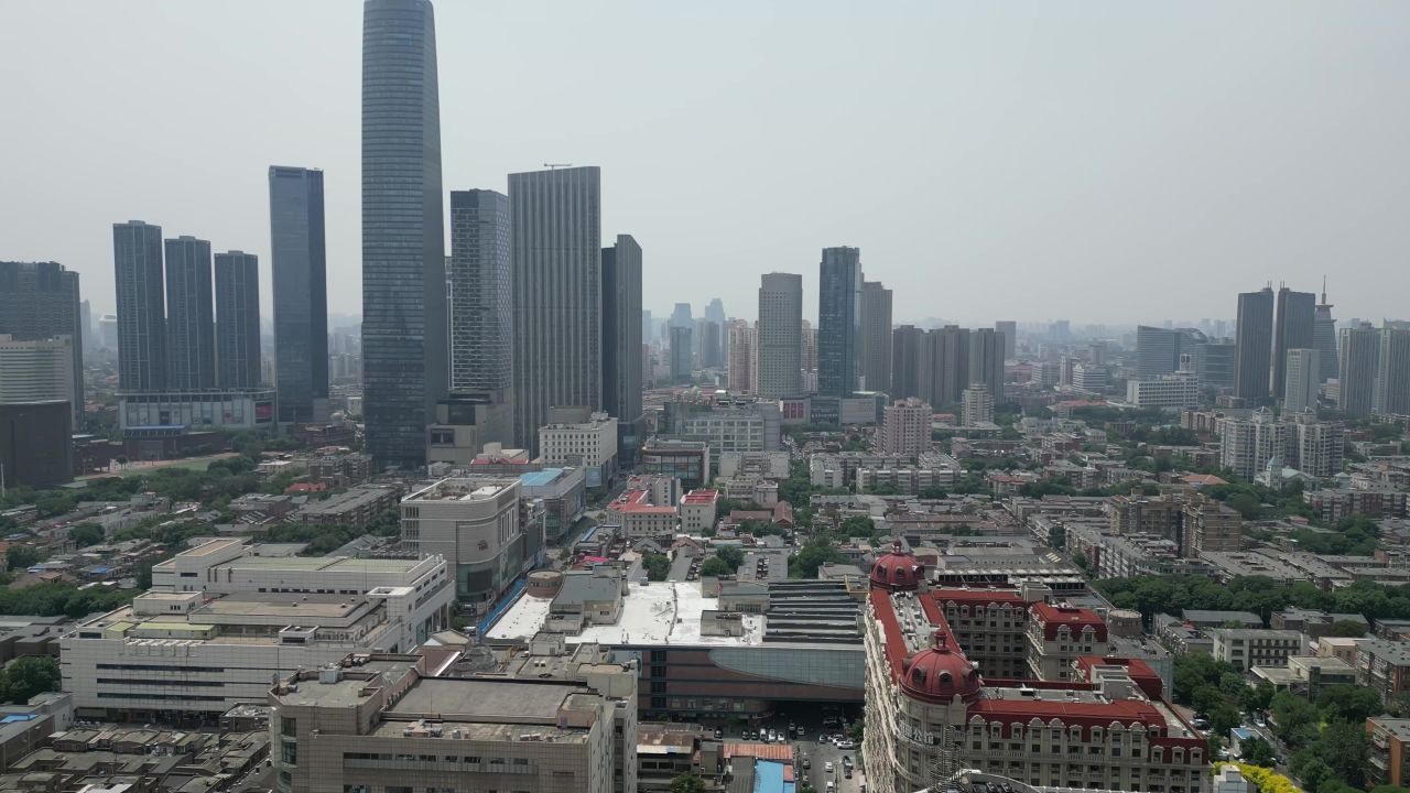  航拍天津金街商业街