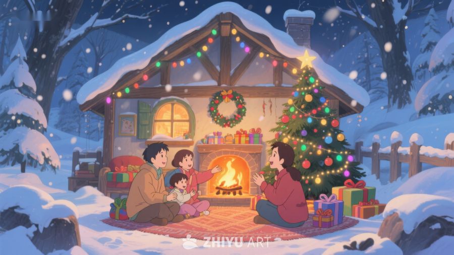 雪夜温馨家庭圣诞夜 421