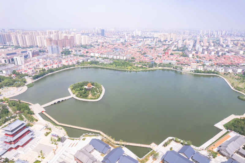 河北沧州城市风光地标建筑航拍图 