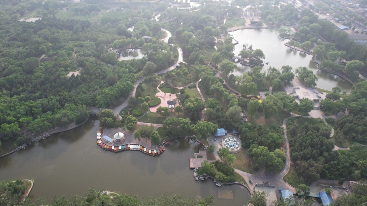 河北邯郸赵苑公园4A景区航拍