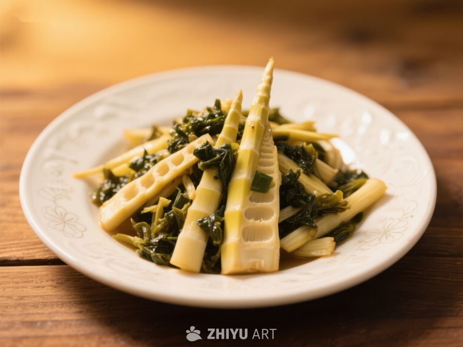 竹笋炒菜心，清新美味佳肴 1177