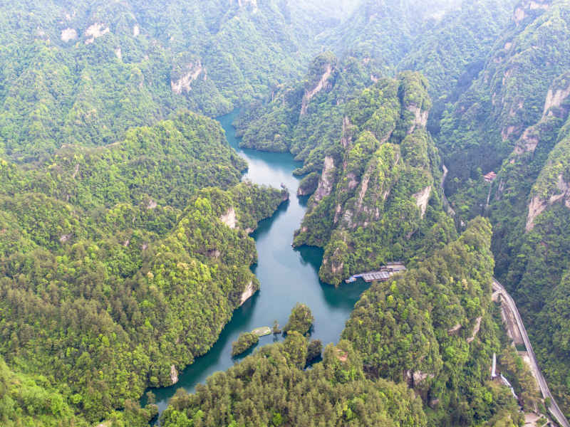 湖南张家界武陵源5A景区宝峰湖风景区航拍摄影图