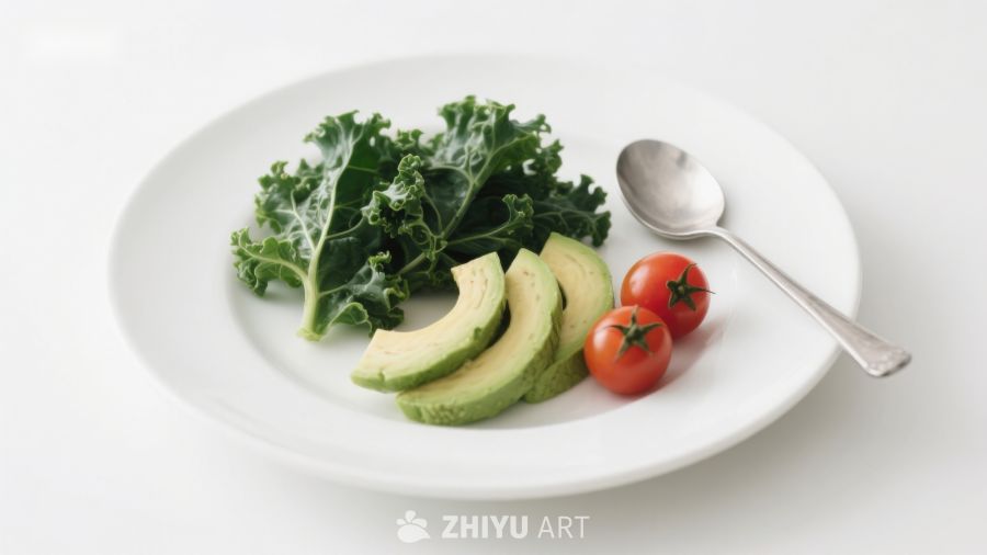 盘中蔬菜与牛油果