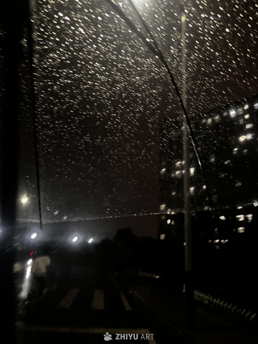 雨中城市的夜景