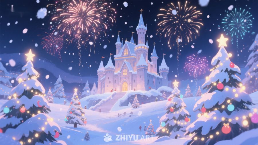 冬夜城堡烟花璀璨 22