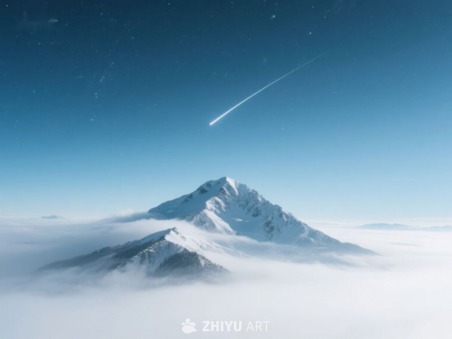 雪山之巅，流星划过夜空 238