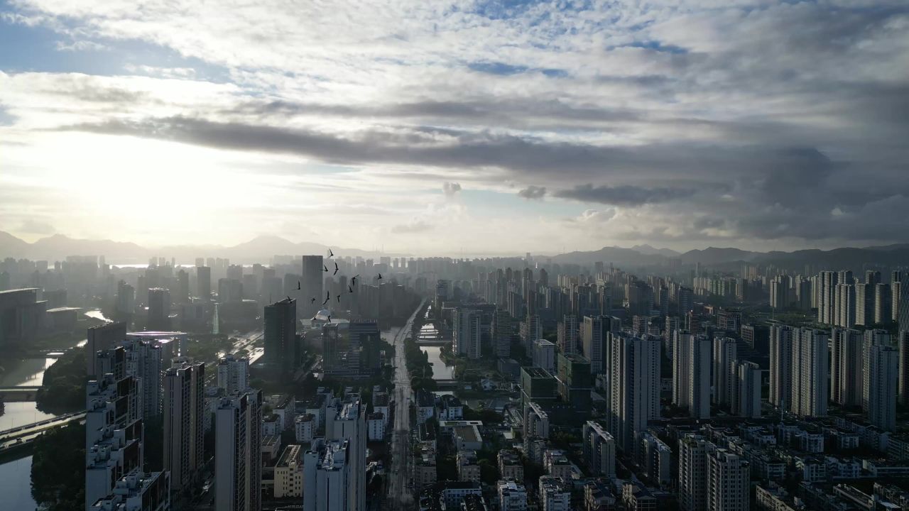 航拍浙江温州城市天际线温州大景温州鹿城区 