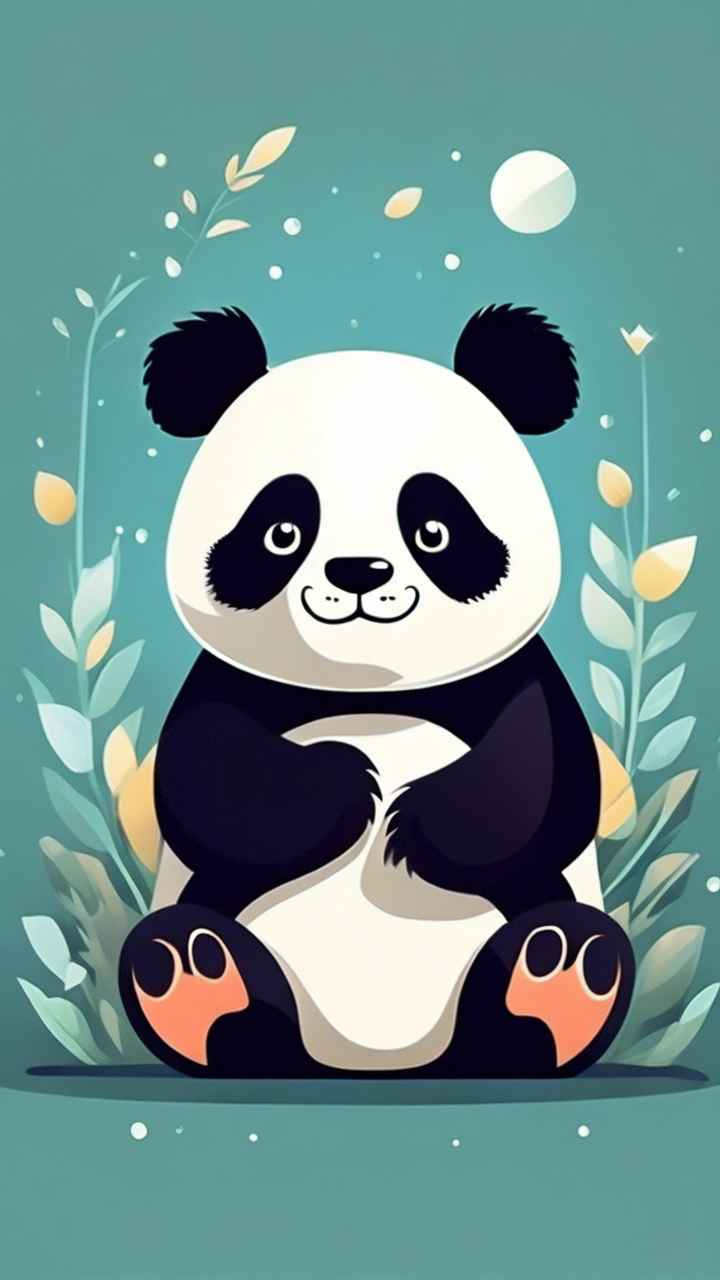可爱熊猫插画简约风格 59