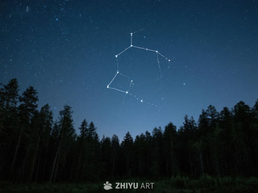 夜空中的星座与森林剪影 462
