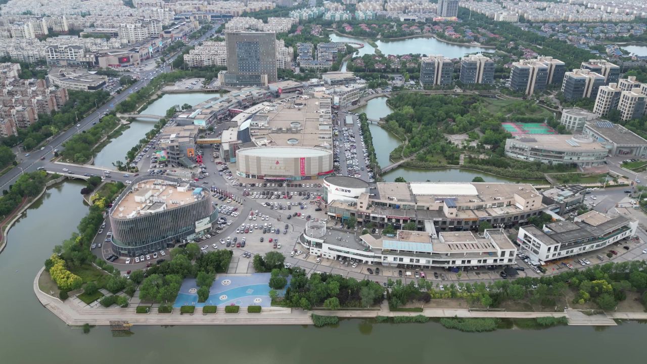  航拍山东东营城市建设城市风光
