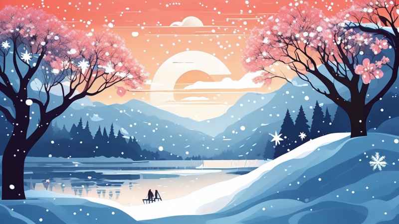 雪景唯美插画小屋 34