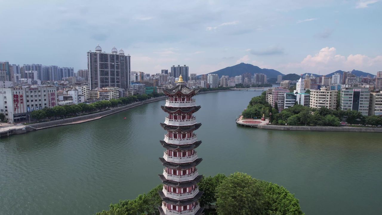 广东韶关城市风光地标建筑航拍 