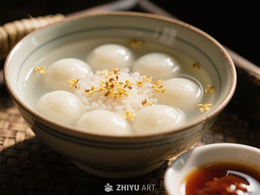 桂花汤圆配糖浆，传统美食 149