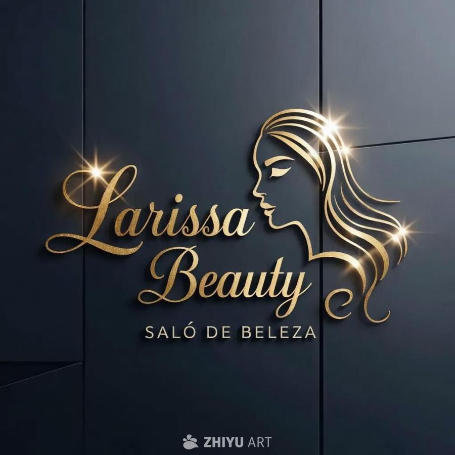 深色背景上呈现金色文字“Larissa Beaut
